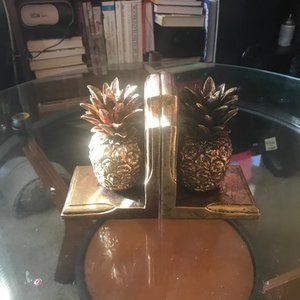 Office decor Gold pine apple bookends,